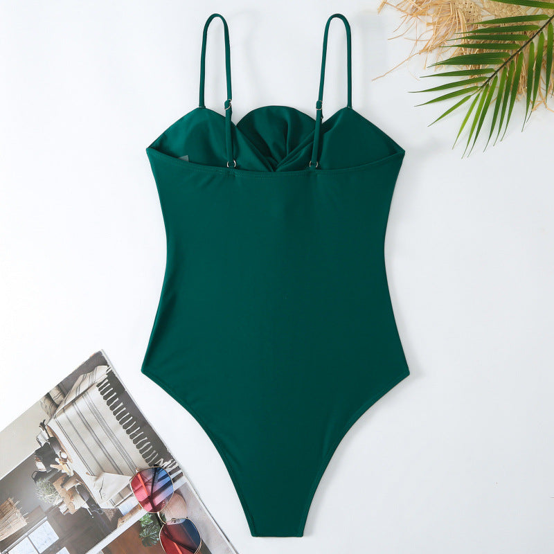 Damen Einteiler Badeanzug mit verstellbaren Trägern und eleganter Raffung R&B