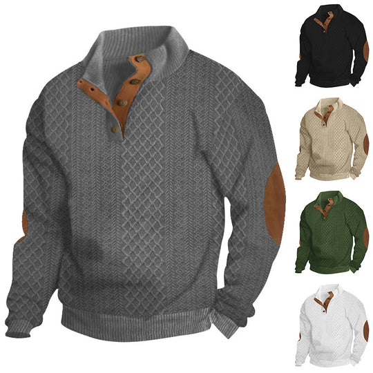 Damen lässiger Strickpullover mit strukturiertem Kragen Applikationen R&B