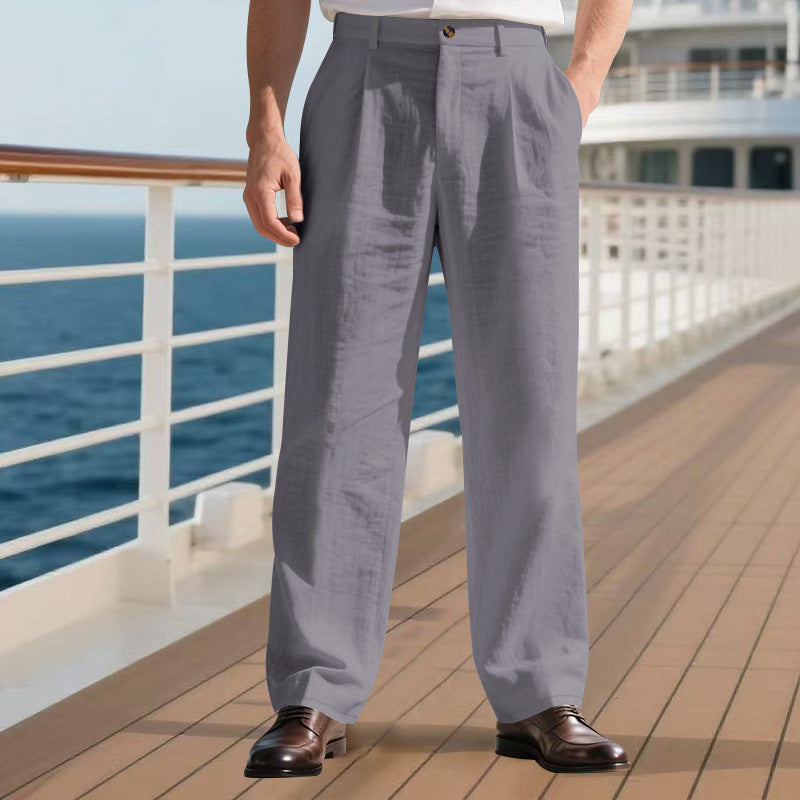 Herren elegante Freizeit-Hose mit weichem Stoff und weitem Schnitt R&B