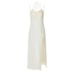 Damen Elegantes langes Kleid mit zarter Drapierung und floralem Detail R&B