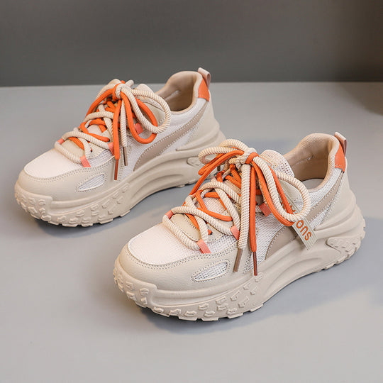 Damen trendige Chunky Sneakers mit atmungsaktiven Mesh-Einsätzen und komfortabler Dämpfung R&B