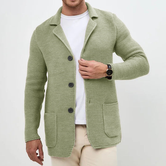 Herren Strickjacke mit warmem Schalkragen und praktischen Taschen R&B