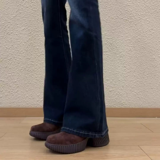 Damen modische Stiefeletten im angesagten Design mit erhöhter Laufsohle R&B