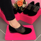 Damen Elegante Ballerinas mit floralem Design und durchscheinendem Einsatz