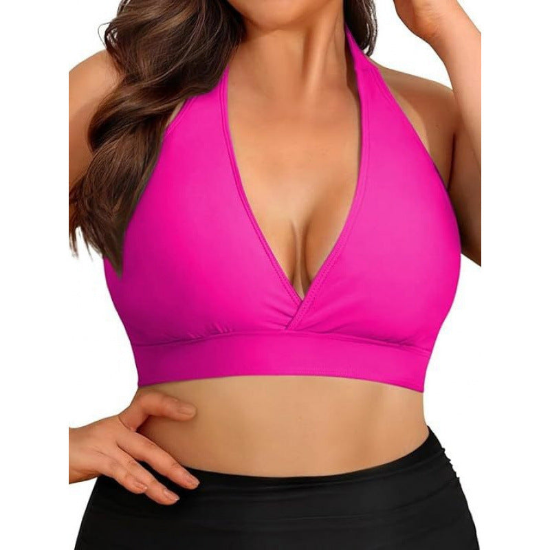 Damen Triangel-Bikini-Oberteil mit tiefem V-Ausschnitt und verstellbaren Trägern R&B