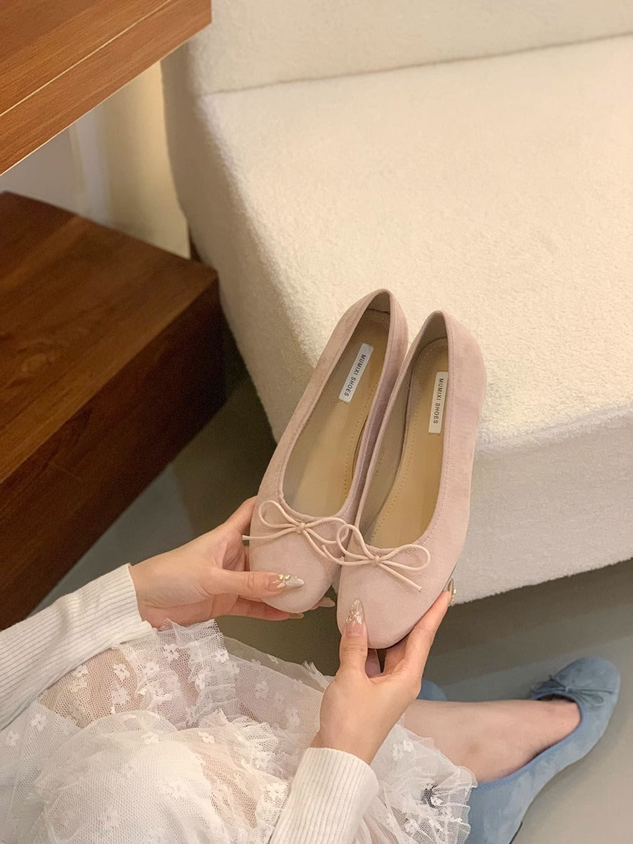 Damen Ballerinas aus hochwertigem Wildleder mit verspieltem Schleifen-Detail R&B