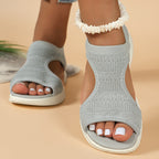 Damen ergonomische Freizeit-Sandalen mit elastischem Obermaterial und gepolstertem Fußbett R&B