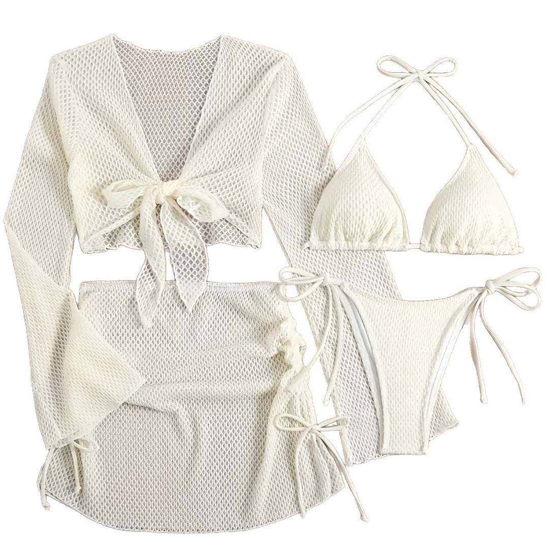 Damen luftiger Netz-Bikini mit sportlichem Cover-Up R&B