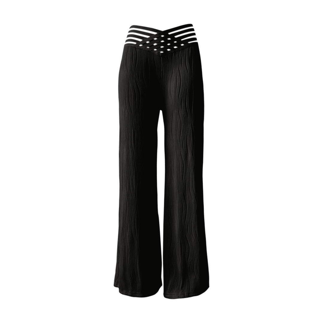 Damen Hochtaillierte Palazzo-Hosen mit trendigem Rippendesign R&B