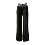 Damen Hochtaillierte Palazzo-Hosen mit trendigem Rippendesign R&B