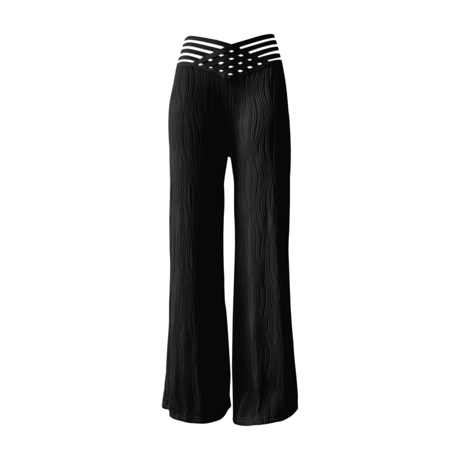 Damen Hochtaillierte Palazzo-Hosen mit trendigem Rippendesign R&B