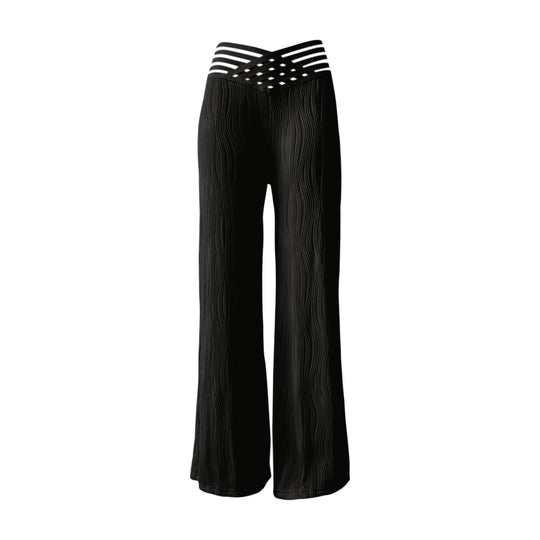 Damen Palazzo-Hose mit moderner Rippstruktur und hohem Bund R&B