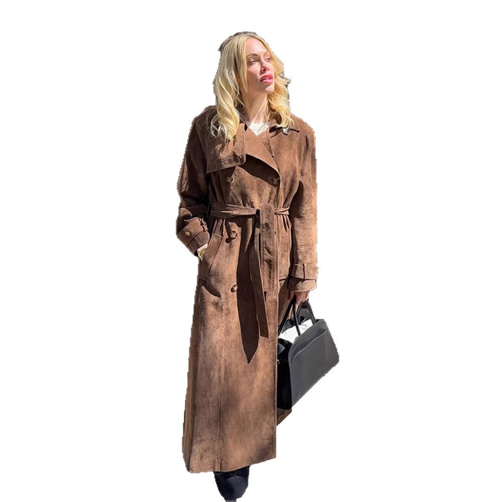 Damen Langmantel aus softem Wildleder R&B