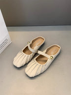 Damen elegante Ballerinas mit charmantem Riemchen und modischem Falten-Design R&B