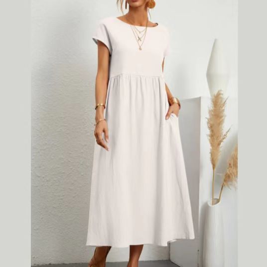 Damen lässiges Maxikleid mit praktischem Taschen und fließendem Schnitt R&B