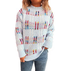 Damen lässiger Strickpullover mit vielseitigem Farbenspiel und hohem Kragen R&B