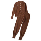 Damen elegantes Strickanzug-Set mit Knopfdétails R&B