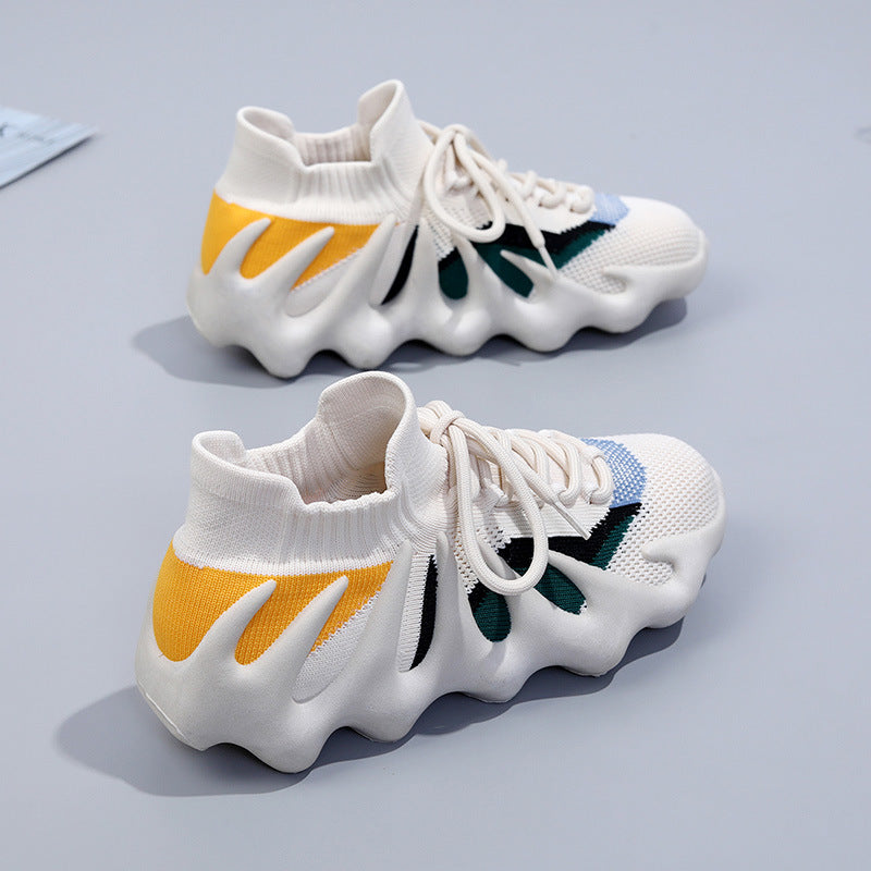 Damen Sneaker mit elastischem Strickoberteil und stoßdämpfendem Sohlenprofil R&B