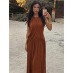 Damen Elegantes Maxikleid mit asymmetrischem Schnitt und fließendem Stoff R&B