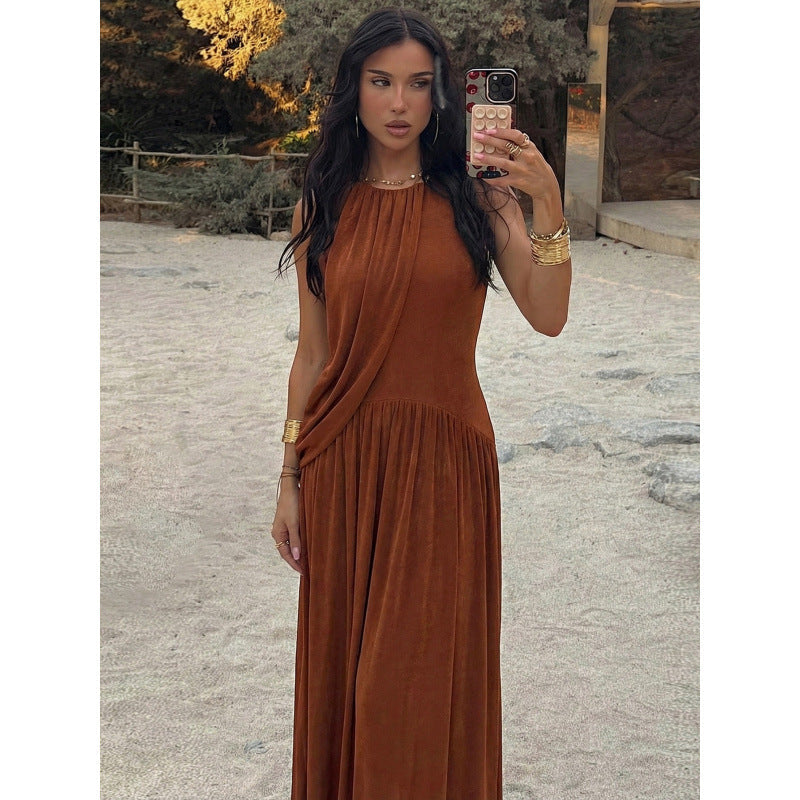 Damen Elegantes Maxikleid mit asymmetrischem Schnitt und fließendem Stoff R&B