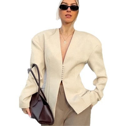 Damen Modischer Oversized Blazer mit strukturiertem Schnitt und Knopfdetails R&B
