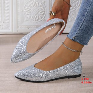 Damen Glitzernde Ballerinas mit spitzem Zehenbereich R&B