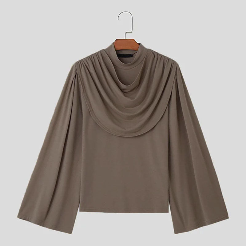Damen Stilvolle Bluse mit Drapierung und weitem Arm R&B