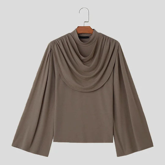 Damen Stilvolle Bluse mit Drapierung und weitem Arm R&B