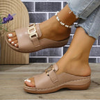 Damen elegante Riemchen-Sandalen mit modischer Schnallenverzierung