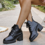 Damen Schnürstiefeletten mit robustem Blockabsatz und rutschfester Sohle R&B
