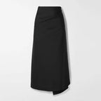 Satinrock Schwarz Damen Midi mit seitlichem Schlitz