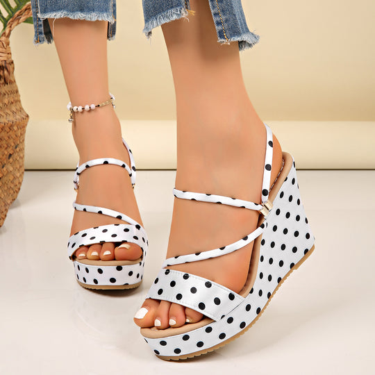 Damen Wedge-Sandalen mit modischem Punktedesign R&B