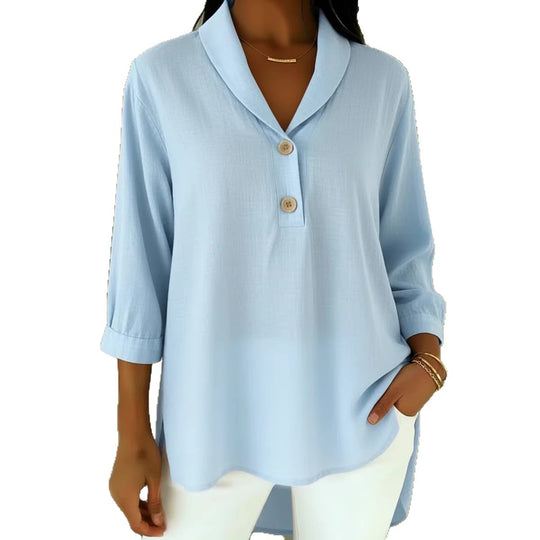 Damen Elegantes Hemd mit modernem Kragen und Knopfdetails R&B