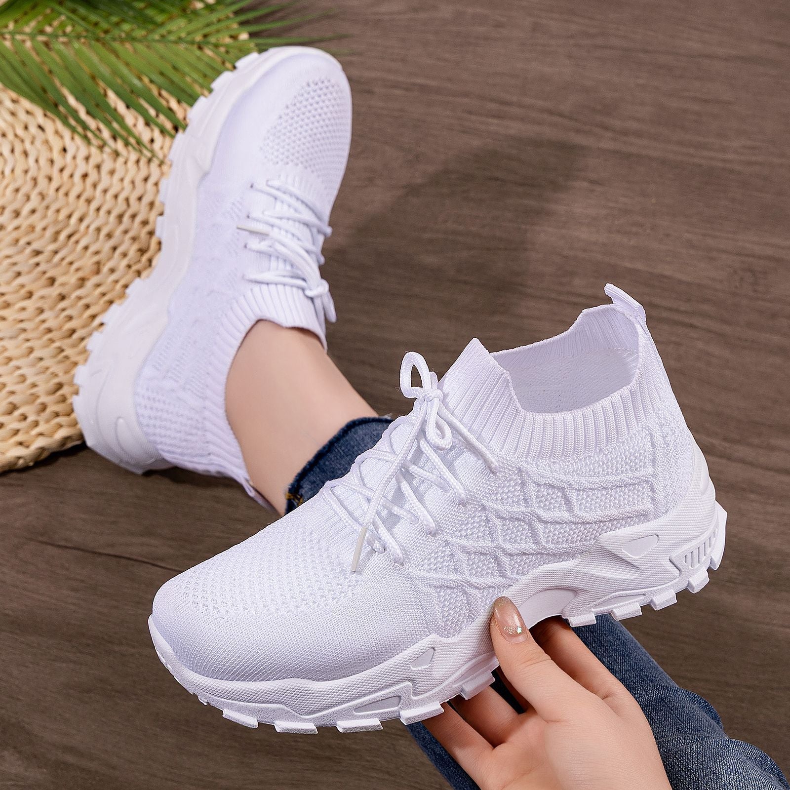 Damen Sportliche und atmungsaktive Laufschuhe mit elastischem Schaft R&B