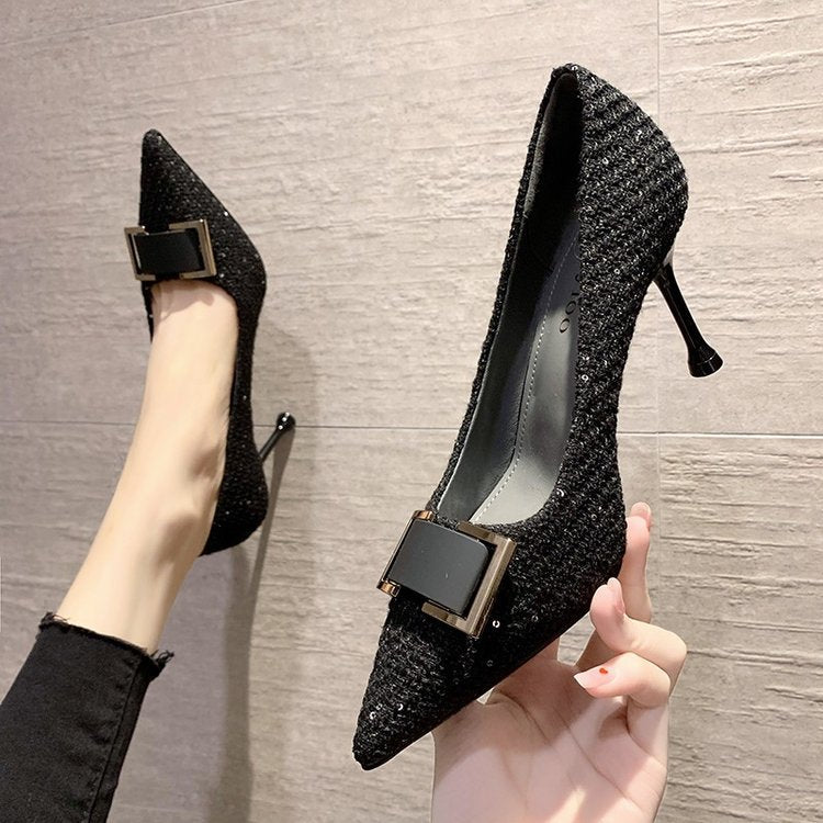 Damen elegante spitze Pumps mit glamourösem Schleifenakzent R&B