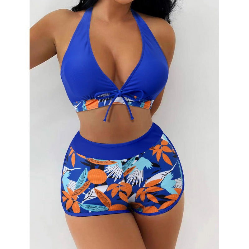 Damen Hochgeschlossen Bikini mit verspieltem Blumenmuster R&B
