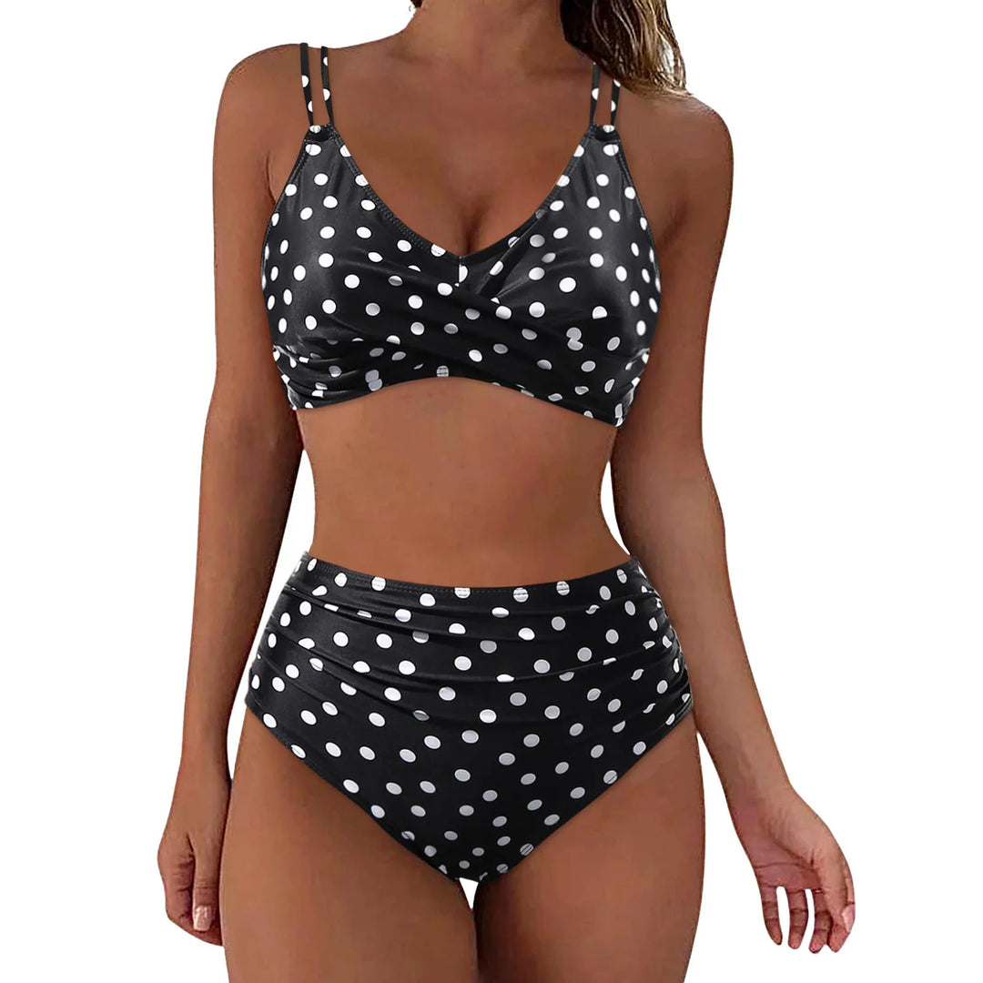 Damen Trendiger Hochschnitt-Bikini mit Raffung R&B