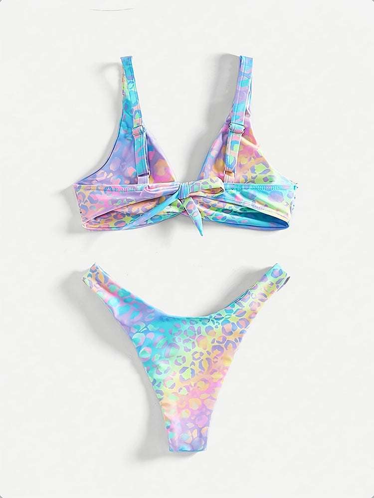 Damen Triangel-Bikini mit elastischem Riemen und verspieltem Knoten R&B