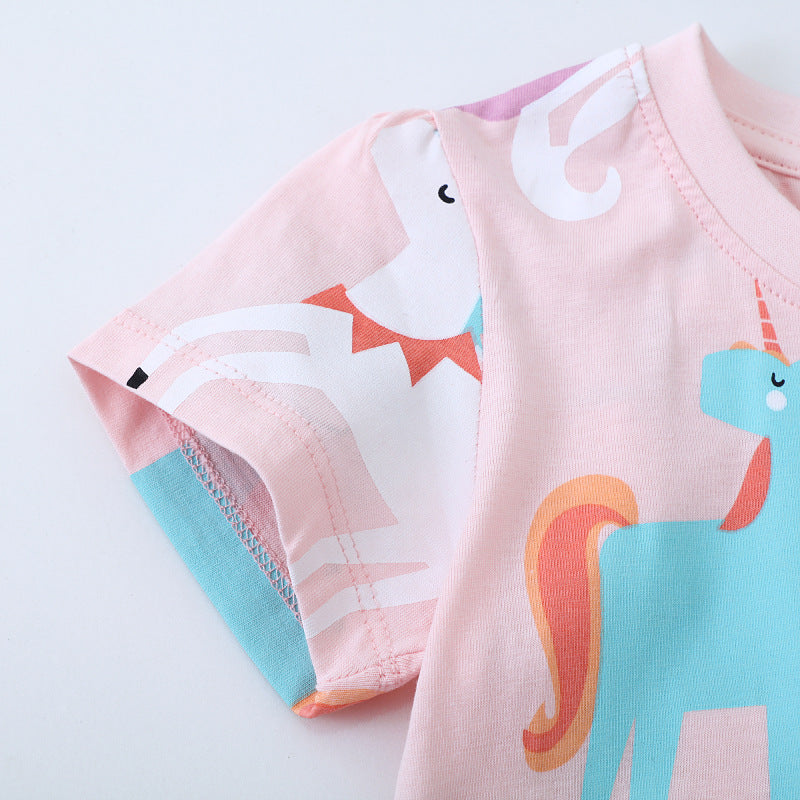 Mädchen T-Shirt mit buntem Einhorn-Design R&B