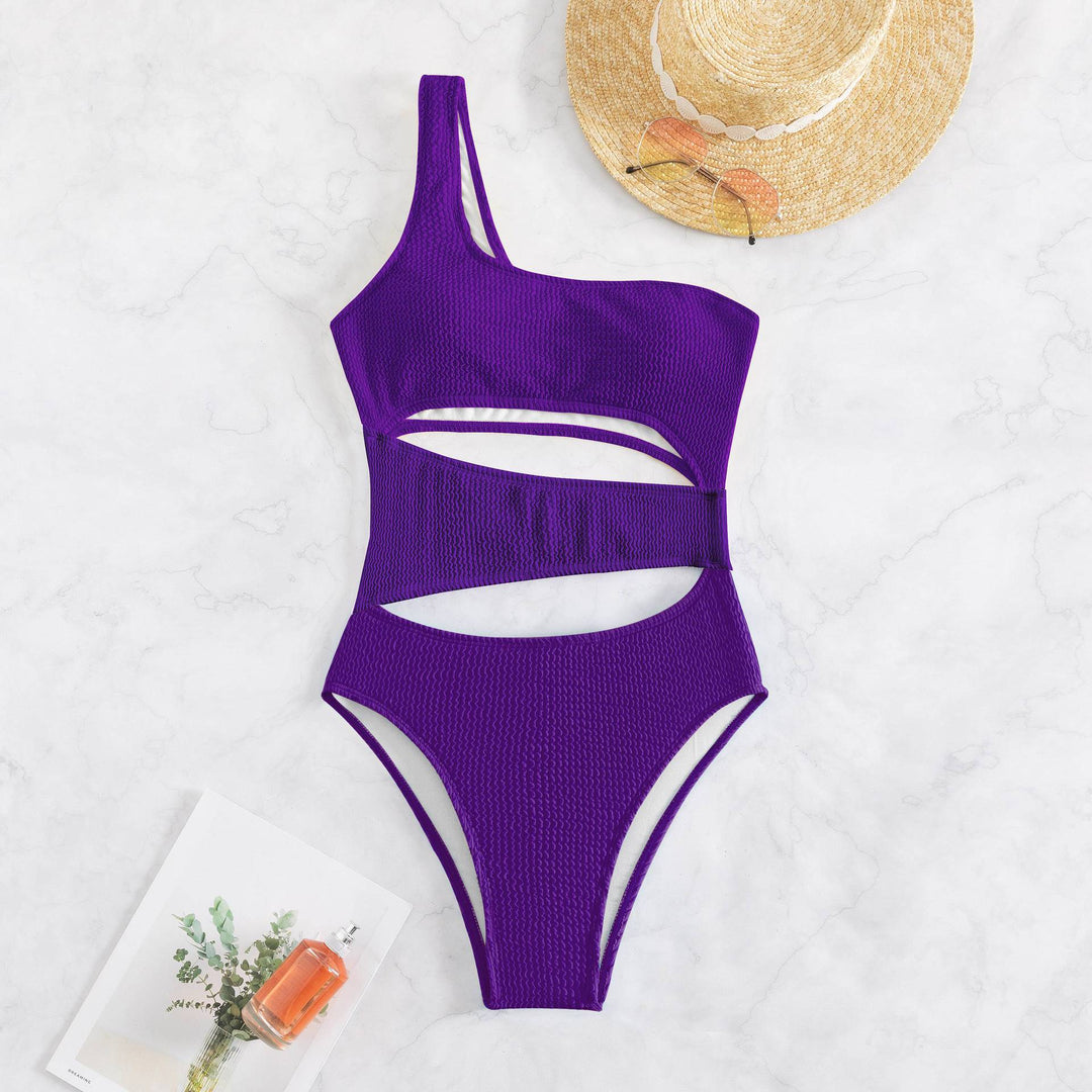 Damen Einteiler Badeanzug mit asymmetrischem Design und trendigen Cut-Outs R&B