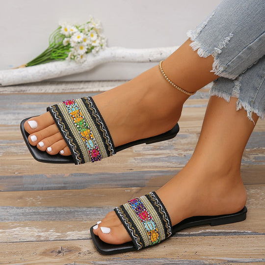 Damen modische Slides mit floralem Dekor R&B
