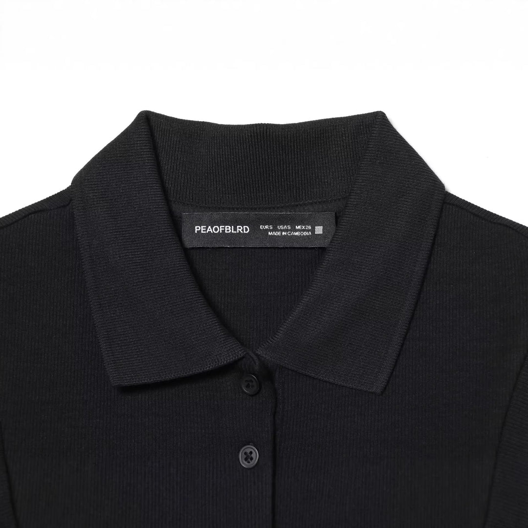 Damen Polo-Kleid mit schwingendem Rock und klassischem Kragen R&B