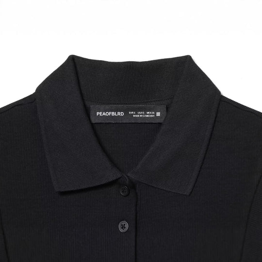 Damen Polo-Kleid mit schwingendem Rock und klassischem Kragen R&B