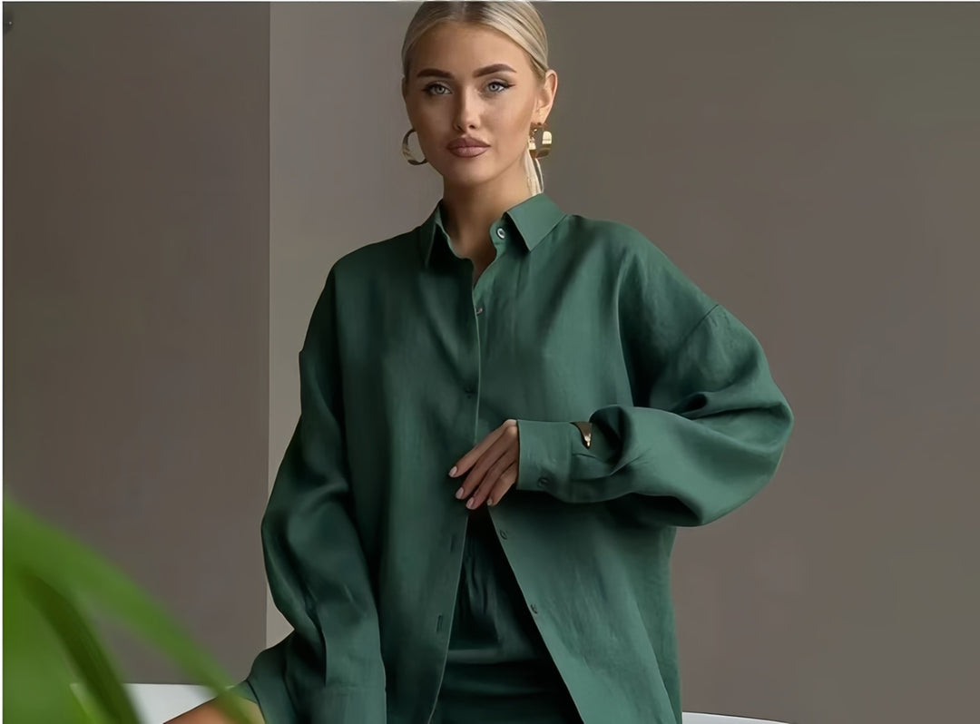 Damen Oversized Hemdblusenkleid mit langen Ärmeln und asymmetrischem Schnitt R&B
