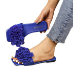 Damen elegante Slide-Sandalen mit floralen Applikationen R&B