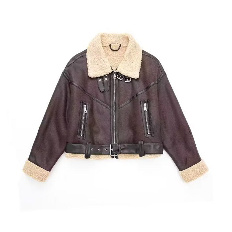 Damen modische jacke mit Innenfutter und Gürtel R&B