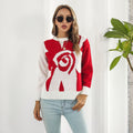 Damen Modischer Strickpullover mit floralem Muster und lässigem Schnitt R&B