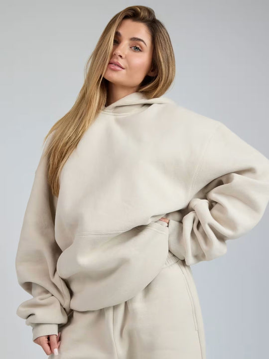 Damen lässiger Kapuzenpullover mit weitem Schnitt und Kängurutasche R&B