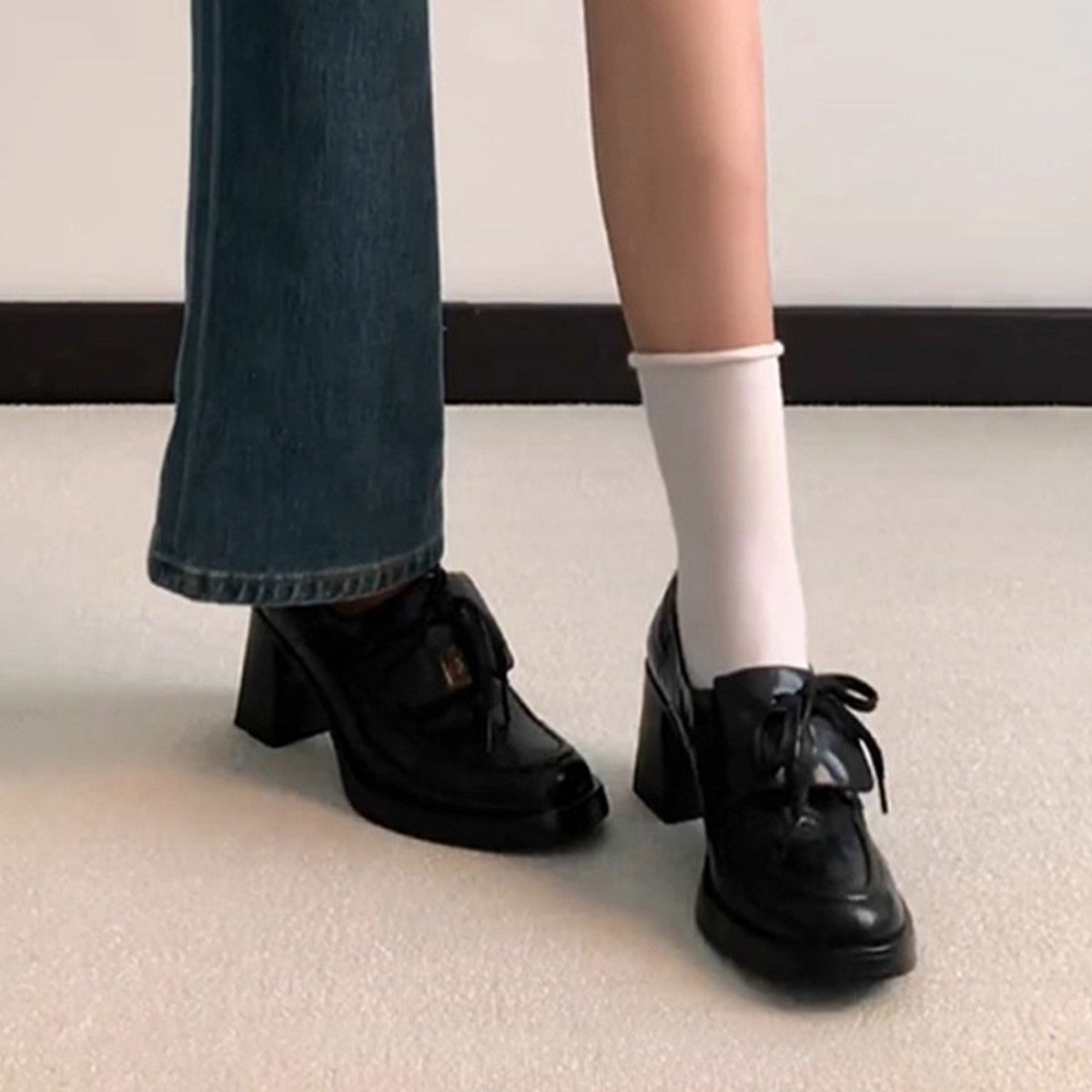 Damen elegante Schnürschuhe mit Blockabsatz R&B