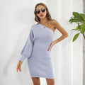 Damen Strickkleid mit asymmetrischem Schnitt und trendy Ein-Wellen-Design R&B